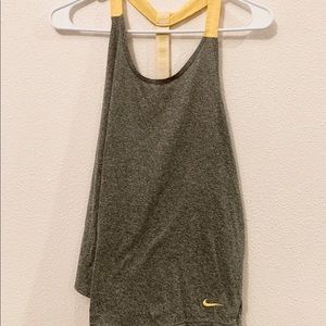EUC Grey and Yellow Nike Dri-Fit Tank Top